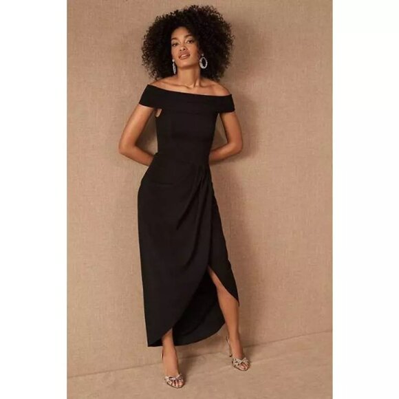 BHLDN Dresses & Skirts - Anthropologie BHLDN Thompson Dress Off the Shoulder Black Maxi Formal 10
